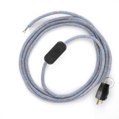 Power Cord with in-line switch, RX09 Lollipop Cotton - Choose color of switch/plug