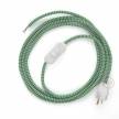 Power Cord with in-line switch, RZ06 Green & White Chevron - Choose color of switch/plug