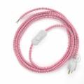 Power Cord with in-line switch, RZ08 Fuchsia & White Chevron - Choose color of switch/plug