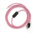 Power Cord with in-line switch, RZ08 Fuchsia & White Chevron - Choose color of switch/plug