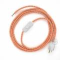 Power Cord with in-line switch, RZ15 Orange & White Chevron - Choose color of switch/plug