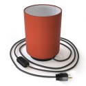 Posaluce with Lobster Cinette Cylinder lampshade, black metal, with textile cable, switch and plug