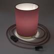 Posaluce with Burgundy Canvas Cylinder lampshade, brass metal, with textile cable, switch and plug