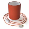 Posaluce with Lobster Cinette Cylinder lampshade, white metal, with textile cable, switch and plug