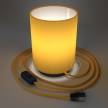 Posaluce with Bright Yellow Canvas Cylinder lampshade, black metal, with textile cable, switch and plug