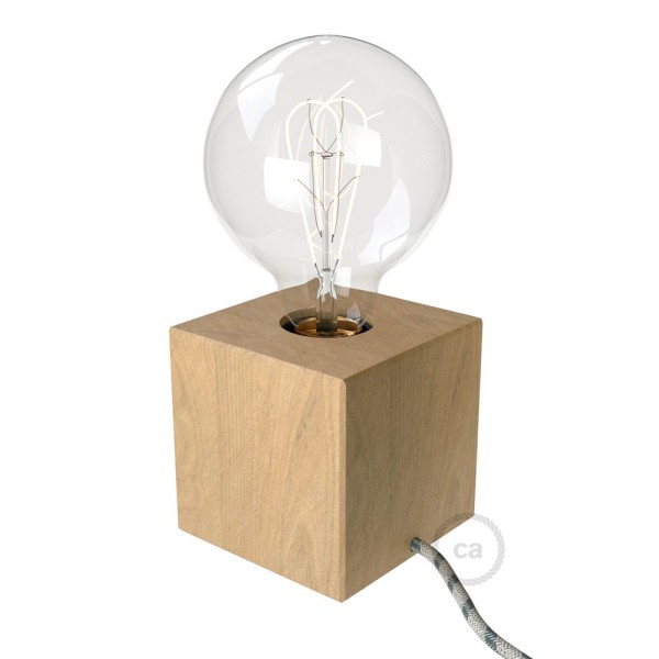 The Posaluce Cubetto | Natural Wood Table Lamp