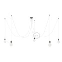 Spider, multiple suspension with 5 pendants, black metal, RM01 White cable