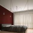 Spider, multiple suspension with 6 pendants, white metal, RM09 Red cable