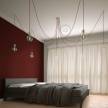 Spider, multiple suspension with 7 pendants, white metal, RM09 Red cable