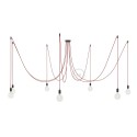Spider, multiple suspension with 7 pendants, black metal, RM09 Red cable