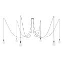Spider, multiple suspension with 6 pendants, black pearl metal, RL03 Gray Glitter cable