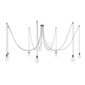 Spider, multiple suspension with 7 pendants, black pearl metal, RL03 Gray Glitter cable