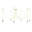 Spider, multiple suspension with 7 pendants, black metal, RF10 Neon Yellow cable