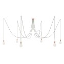 Spider, multiple suspension with 6 pendants, copper metal, RC63 Gray Green cable