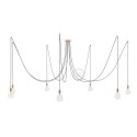 Spider, multiple suspension with 7 pendants, copper metal, RN04 Brown cable