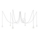 Spider, multiple suspension with 6 pendants, white metal, RN02 Gray cable
