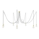 Spider, multiple suspension with 7 pendants, brass metal, RL04 Black Glitter cable