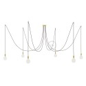 Spider, multiple suspension with 6 pendants, brass metal, RM19 Burgundy cable