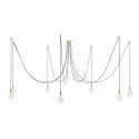 Spider, multiple suspension with 7 pendants, brass metal, RM19 Burgundy cable
