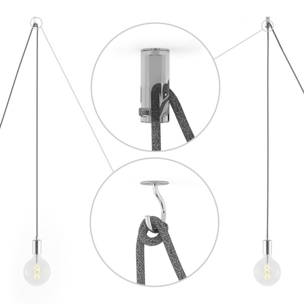 Spider, multiple suspension with 7 pendants, chromed metal, RS81 Black Glitter