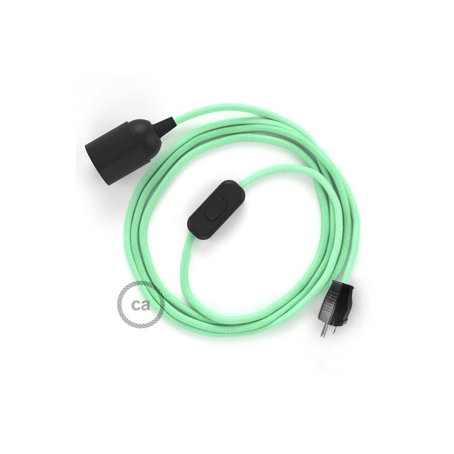 Plug-in Pendant with inline switch | RC34 Mint Green Cotton