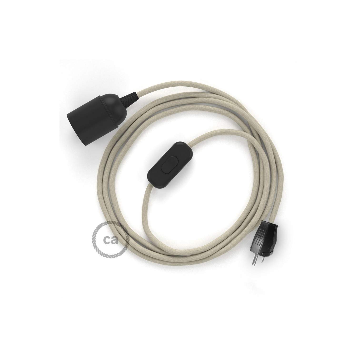 Plug-in Pendant with inline switch | RC43 Dove Cotton