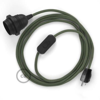 Plug-in Pendant with inline switch | RC63 Gray Green Cotton
