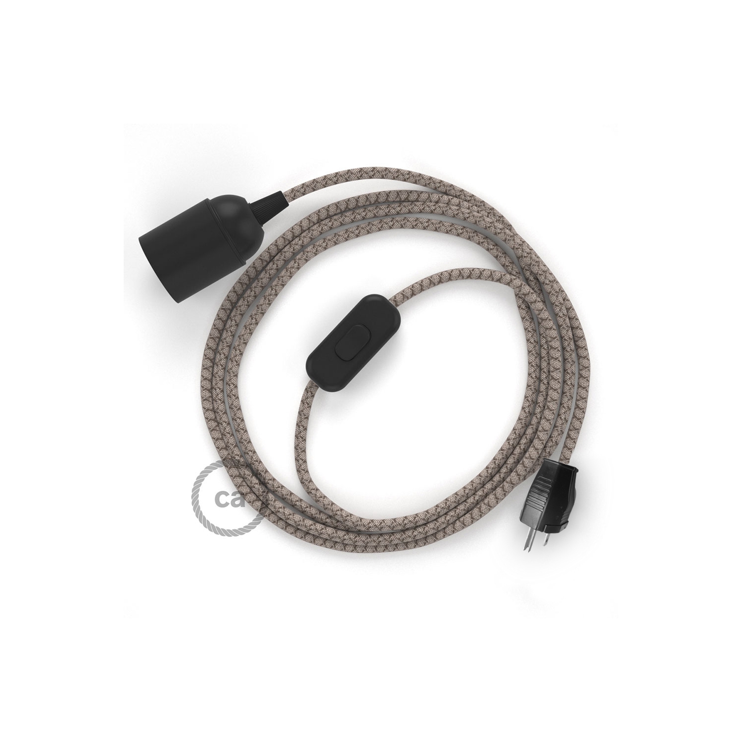 Plug-in Pendant with inline switch | RD63 Natural & Brown Linen CrissCross
