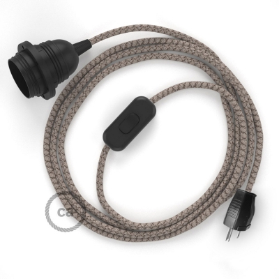 Plug-in Pendant with inline switch | RD63 Natural & Brown Linen CrissCross