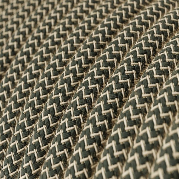 Plug-in Pendant with inline switch | RD74 Natural & Charcoal Linen Chevron