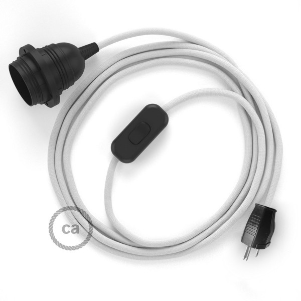 Plug-in Pendant with inline switch | RM01 White Rayon