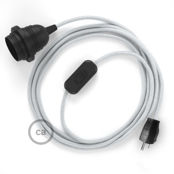 Plug-in Pendant with inline switch | RM02 Silver Rayon