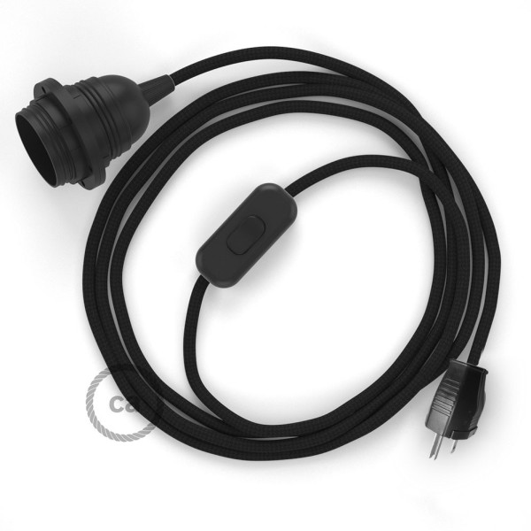 Plug-in Pendant with inline switch | RM04 Black Rayon
