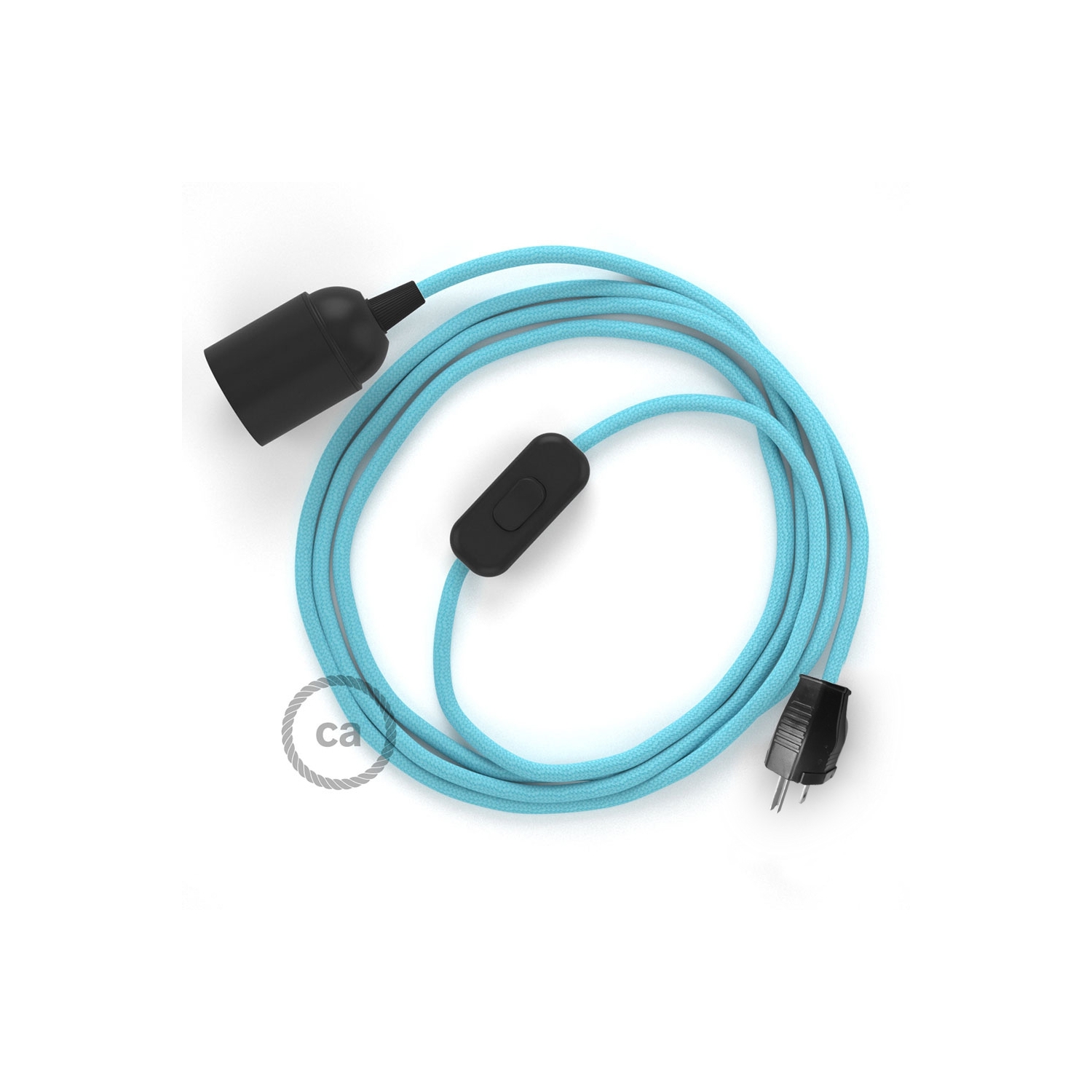 Plug-in Pendant with inline switch | RM17 Baby Blue Rayon
