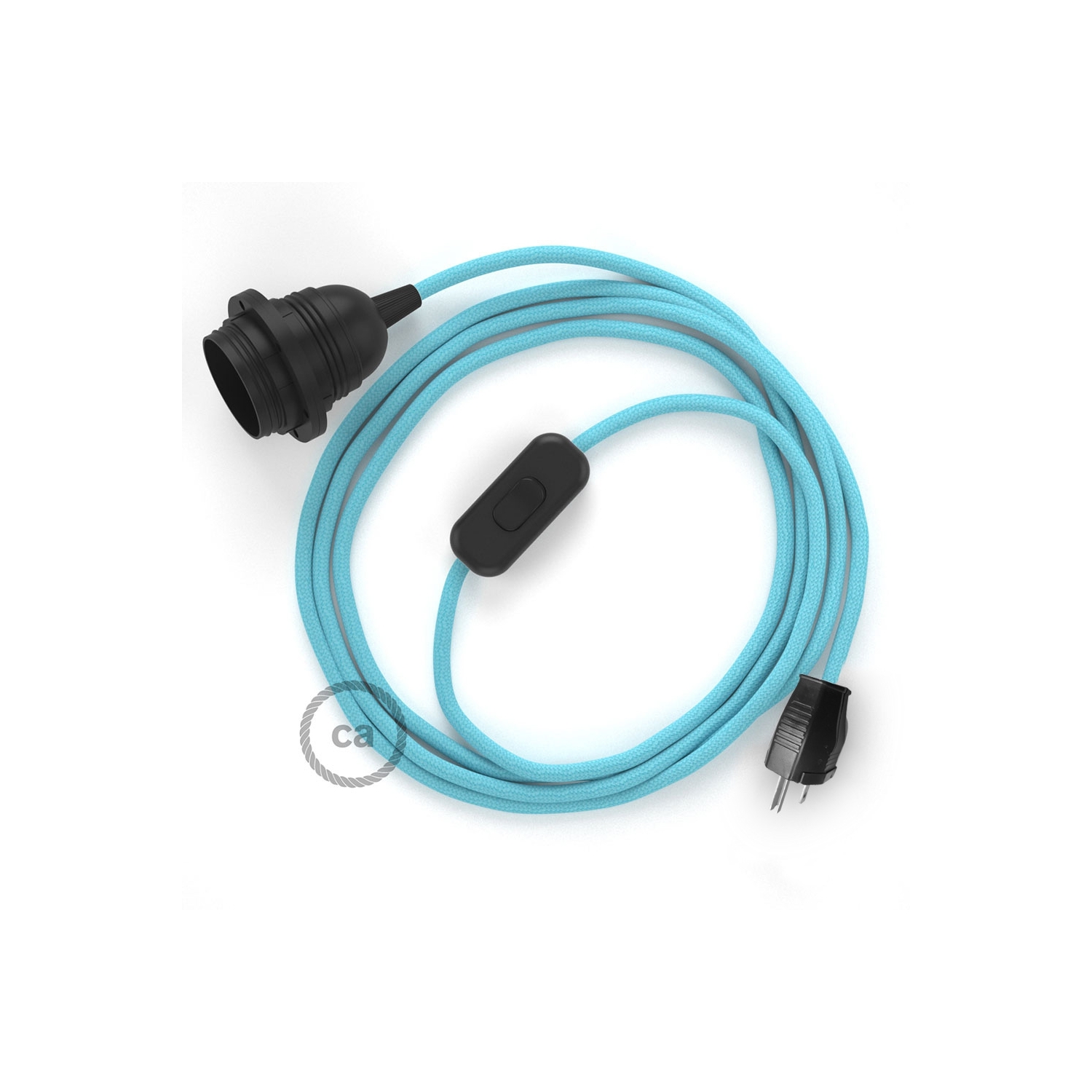 Plug-in Pendant with inline switch | RM17 Baby Blue Rayon