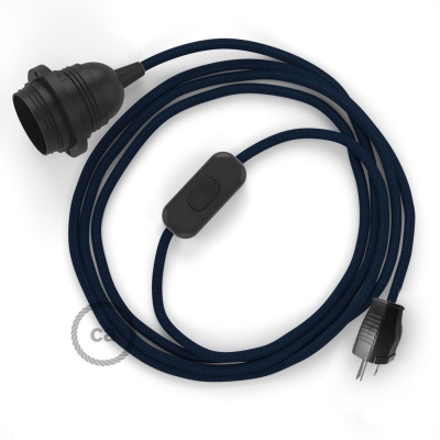 Plug-in Pendant with inline switch | RM20 Dark Blue Rayon