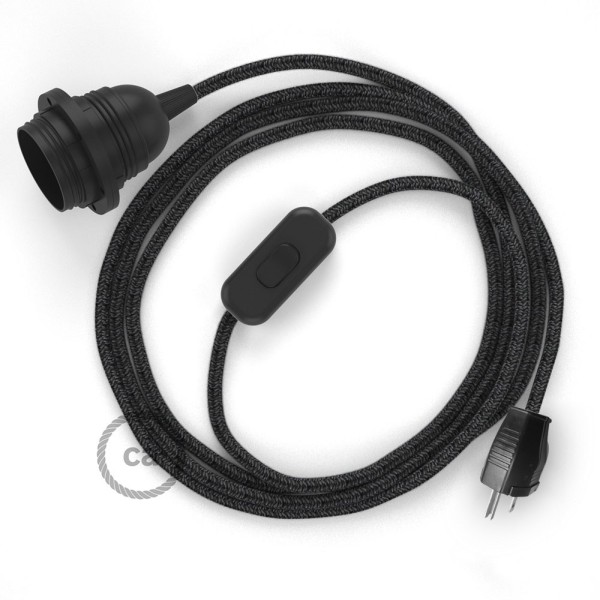 Plug-in Pendant with inline switch | RN03 Charcoal Linen
