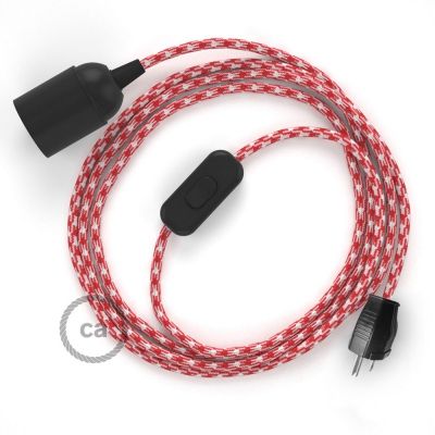Plug-in Pendant with inline switch | RP09 Red & White Houndstooth