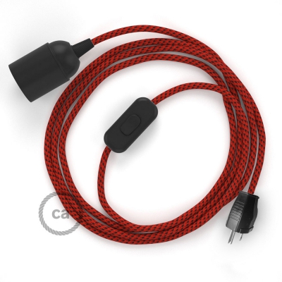 Plug-in Pendant with inline switch | RT94 Red & Black Tracer