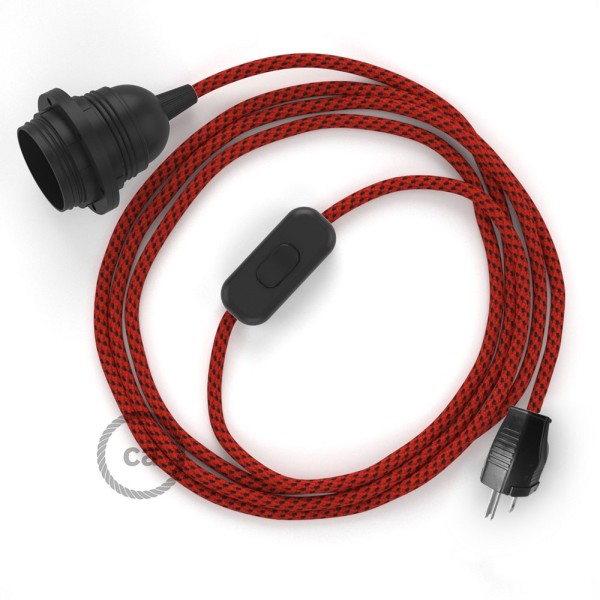 Plug-in Pendant with inline switch | RT94 Red & Black Tracer