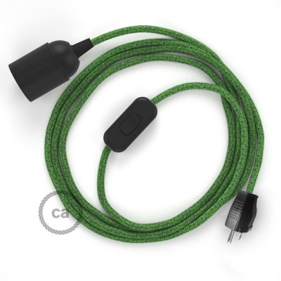 Plug-in Pendant with inline switch | RX08 Green Cotton Tweed