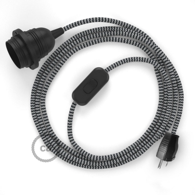 Plug-in Pendant with inline switch | RZ04 Black & White Chevron