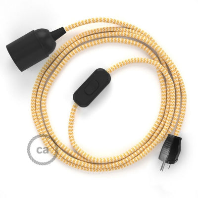 Plug-in Pendant with inline switch | RZ10 Yellow & White Chevron