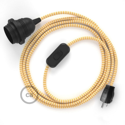 Plug-in Pendant with inline switch | RZ10 Yellow & White Chevron