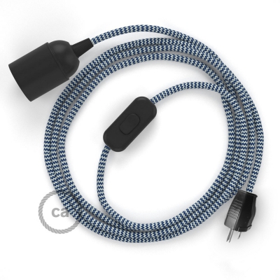 Plug-in Pendant with inline switch | RZ12 Blue & White Chevron