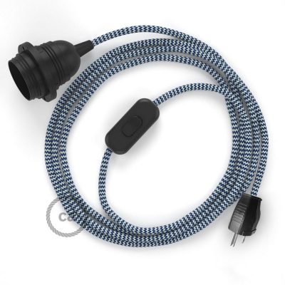 Plug-in Pendant with inline switch | RZ12 Blue & White Chevron