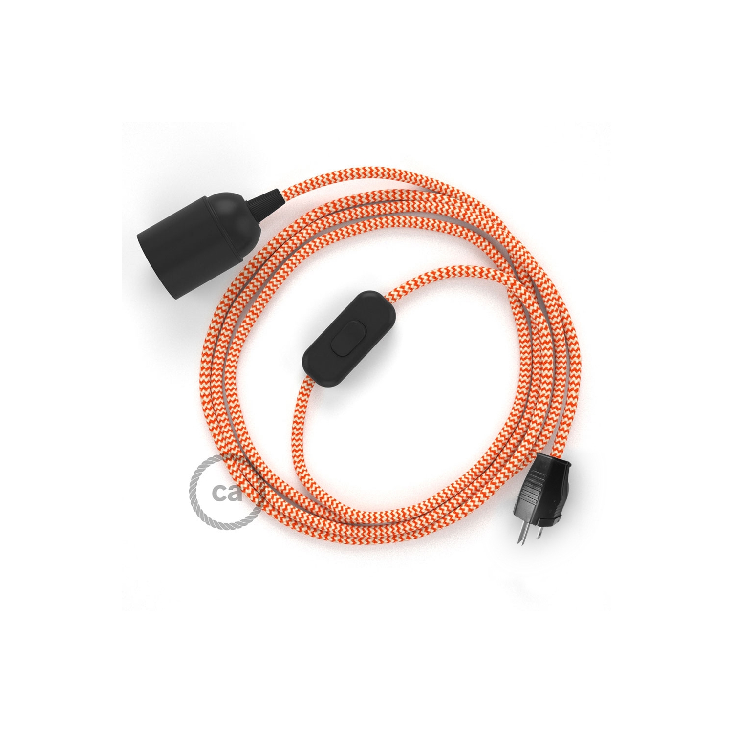 Plug-in Pendant with inline switch | RZ15 Orange & White Chevron