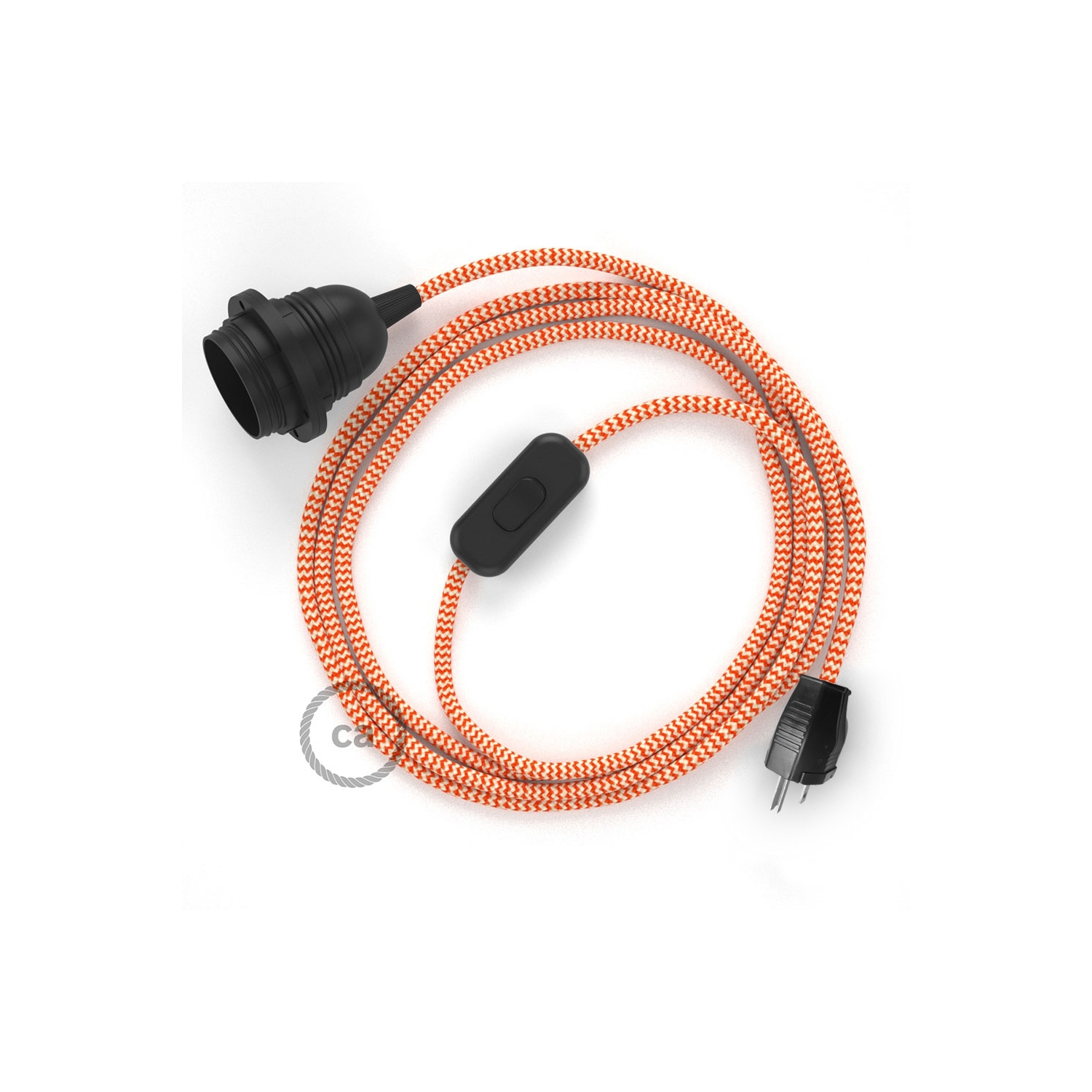 Plug-in Pendant with inline switch | RZ15 Orange & White Chevron