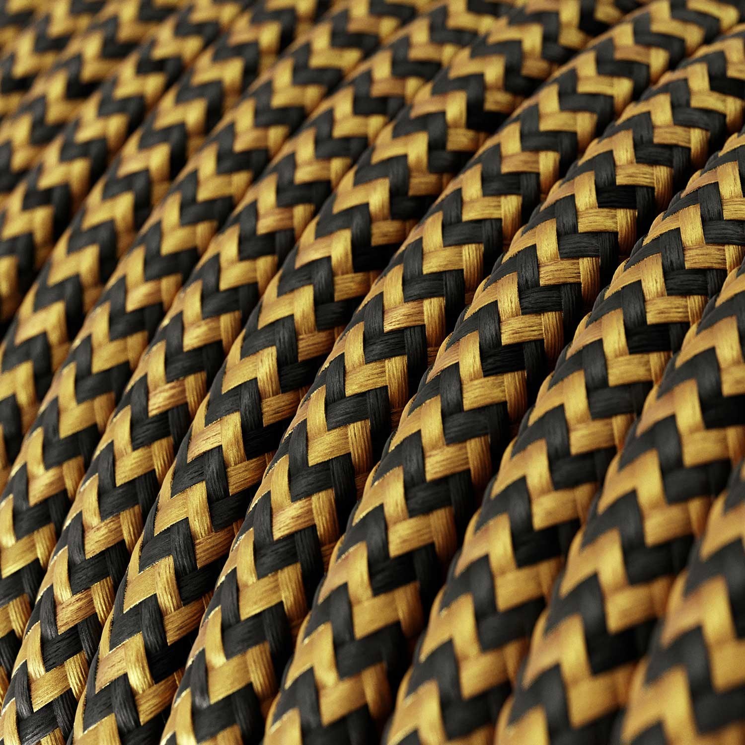 Plug-in Pendant with inline switch | RZ24 Gold & Black Rayon Chevron