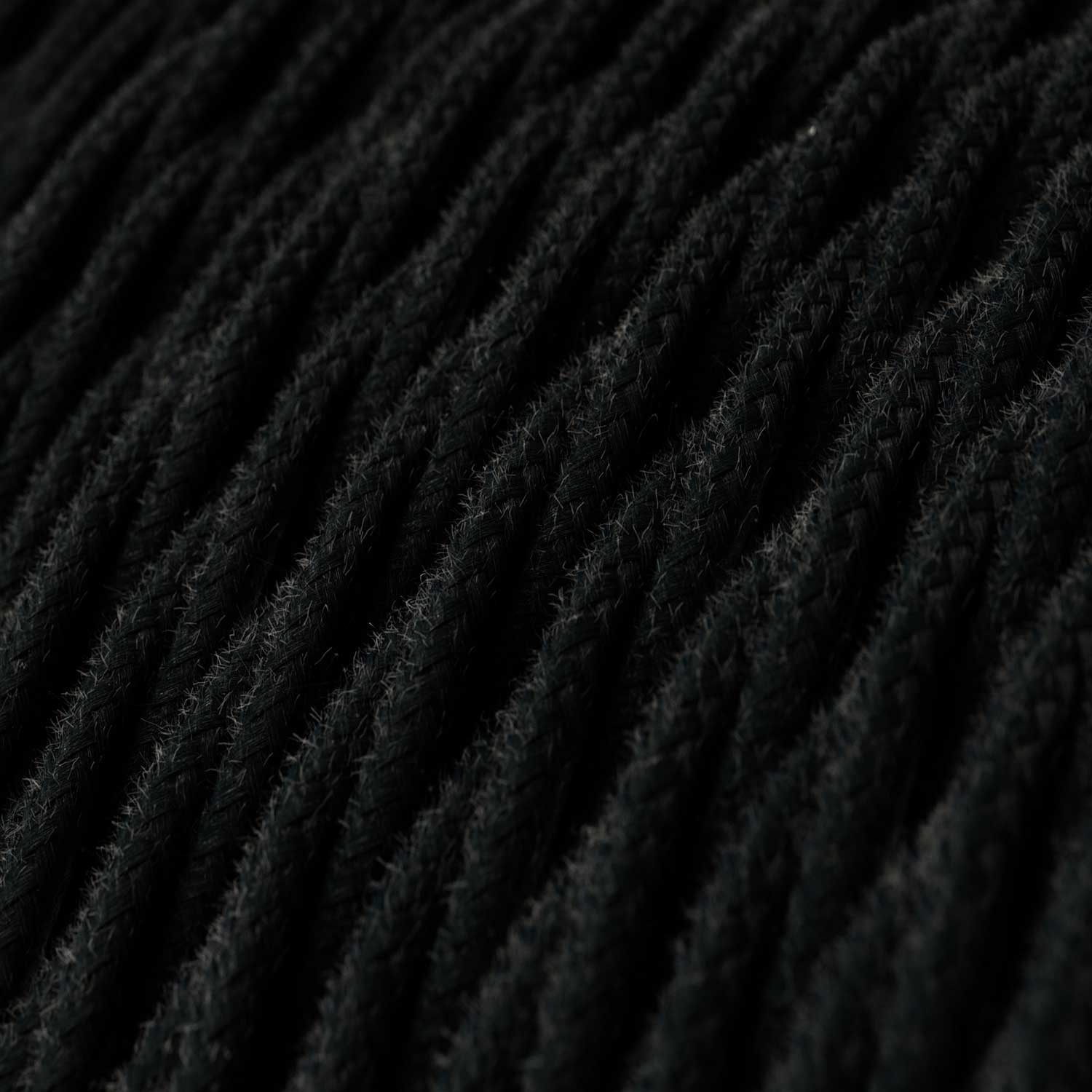 Black Cotton covered Twisted electric cable 2x18 AWG - TC04
